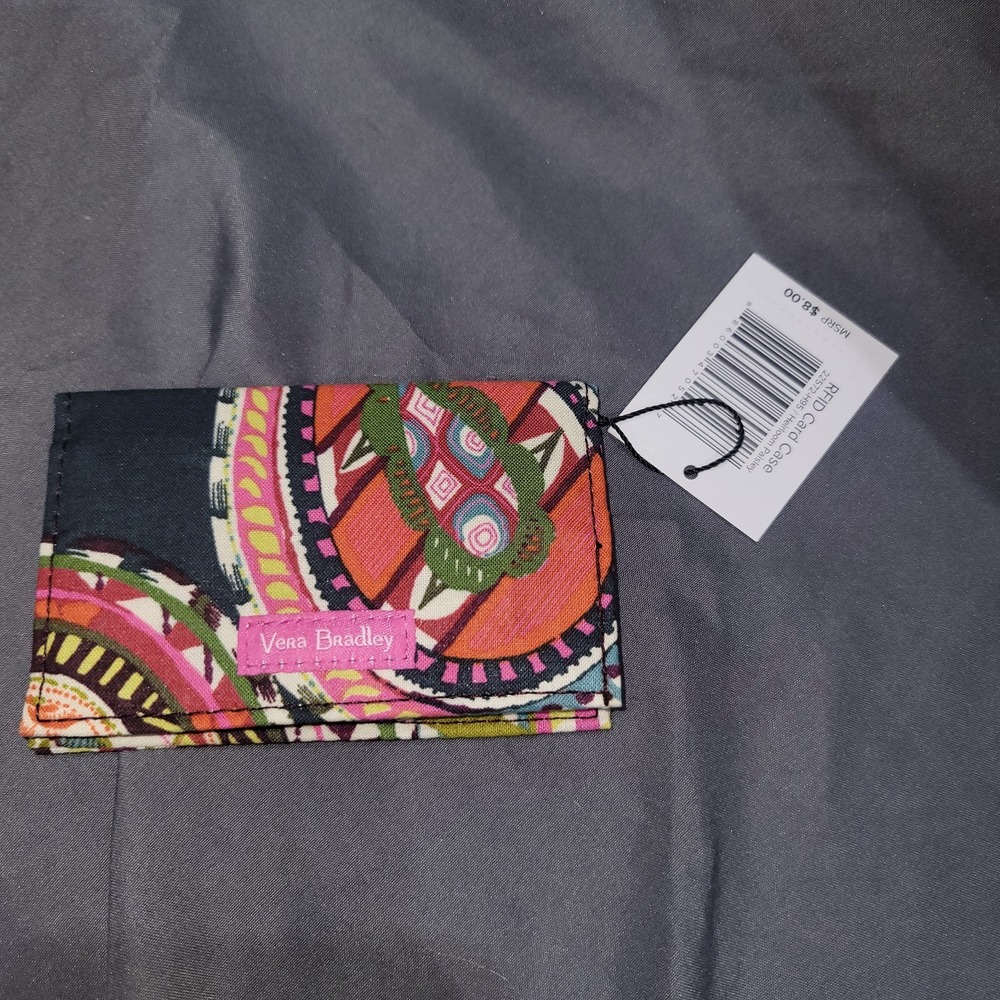 NWT Vera Bradley Heirloom Paisley RFID Card Case Wallet Signature Cotton